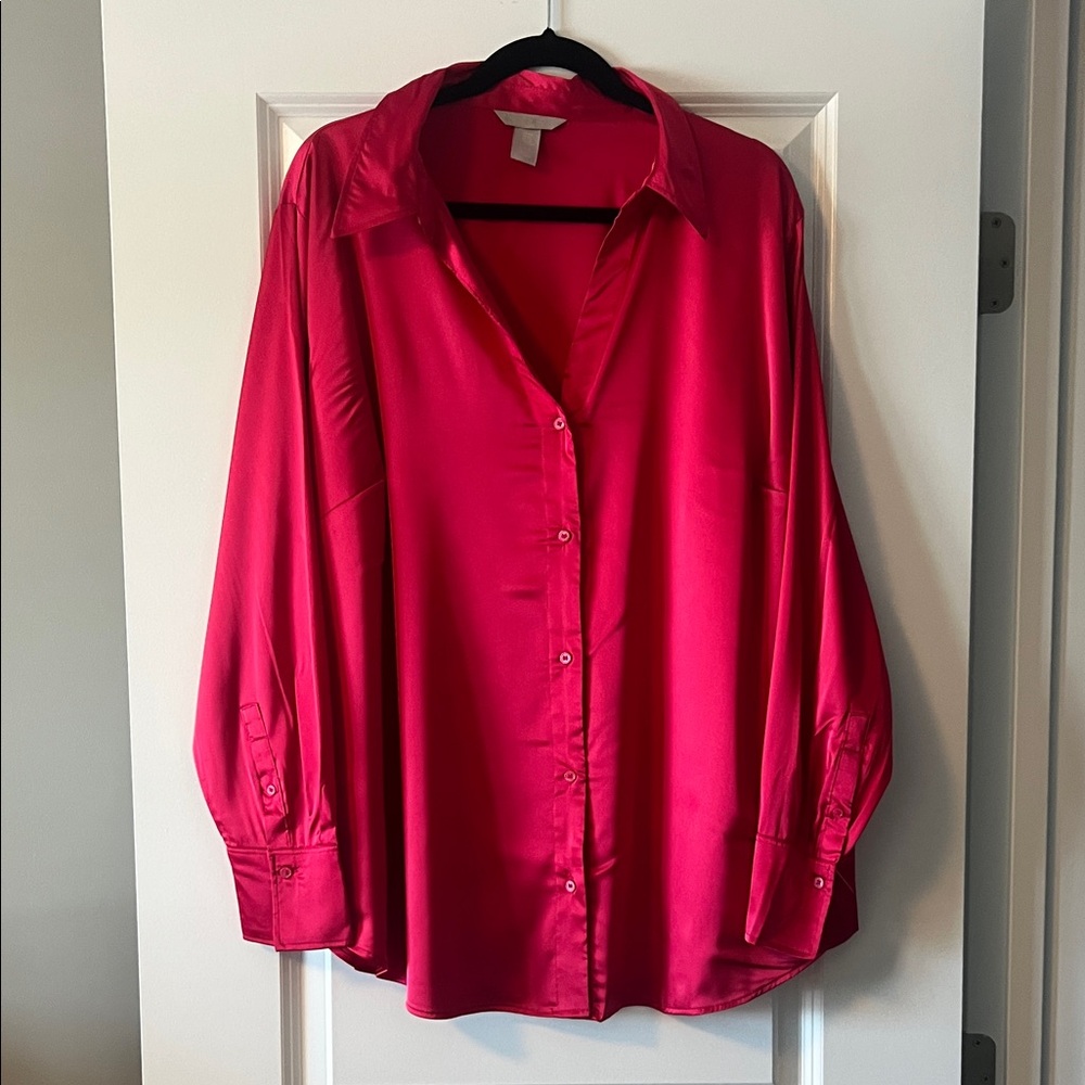 Women's Red Satin Blouse
